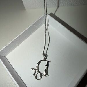 Upcycled Authentic Dior Charm Necklace|Sterling Silver Chain Luxury Jewelry
